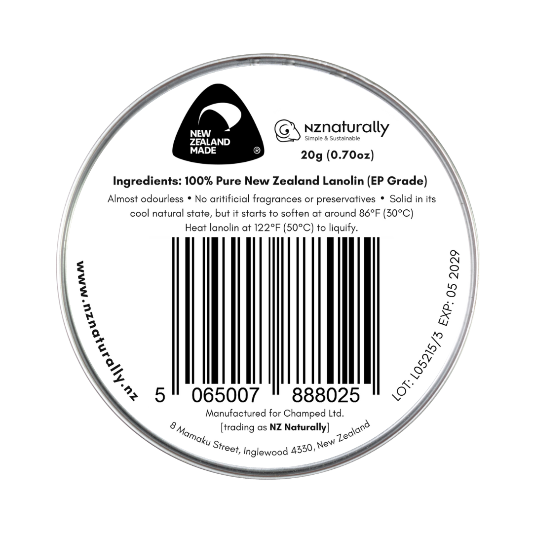 Pure New Zealand Lanolin - EP Grade, Jars (20g)