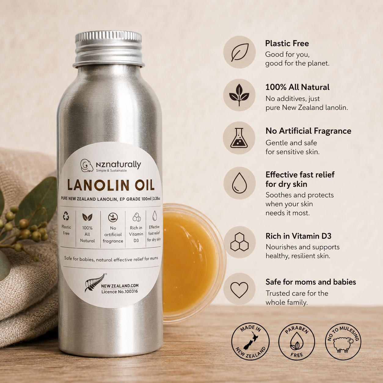 Bundle #3: Pure NZ Lanolin EP Grade Oil & Jar (100ml + 20g)