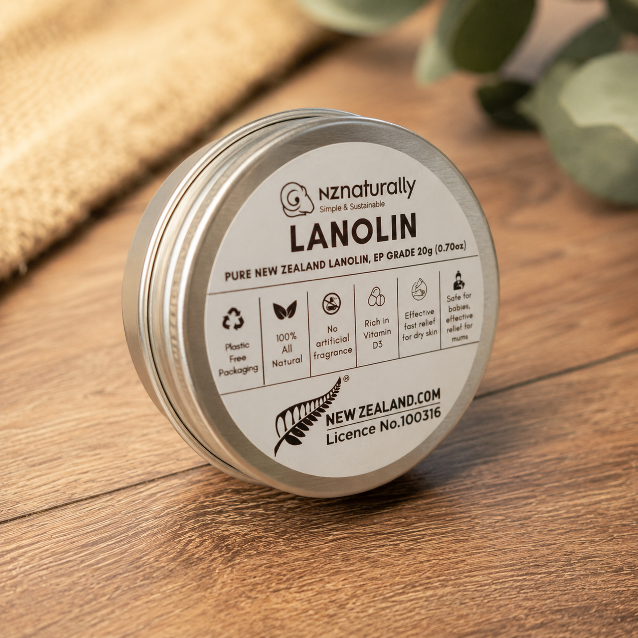 Pure New Zealand Lanolin - EP Grade, Jars (20g)