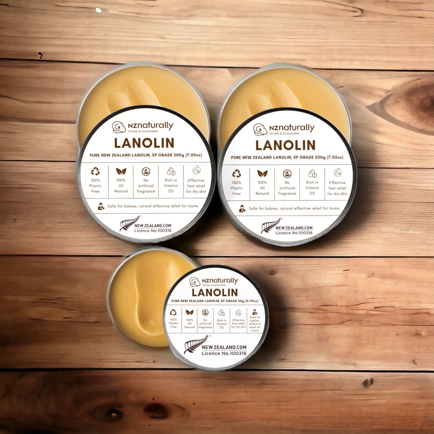 Mixed #1: 2x 200g EP Grade Lanolin Jar + FREE 20g Jar