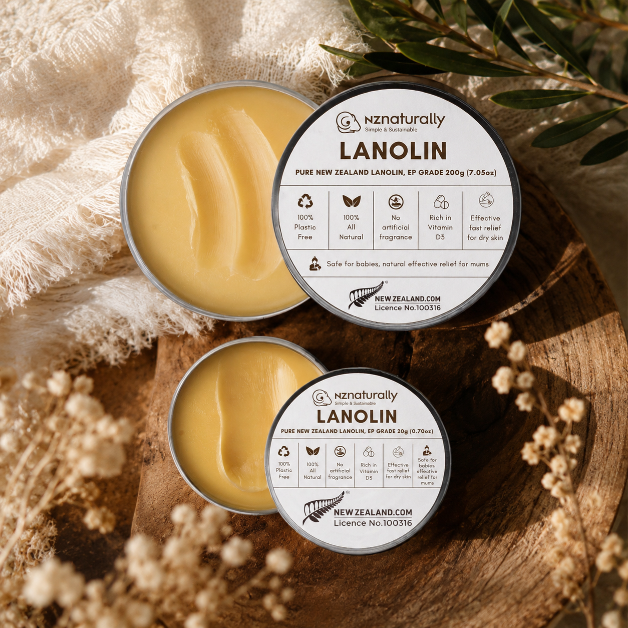 Bundle #2: Pure NZ Lanolin EP Grade Jar (200g + 20g)
